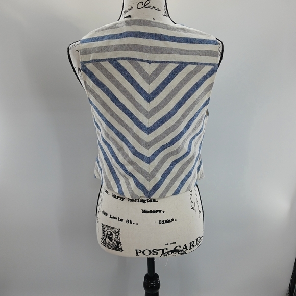 Chico's Vest Blouse Black Label Linen Asymmetrical Chevron Womens Size Small - Picture 4 of 5